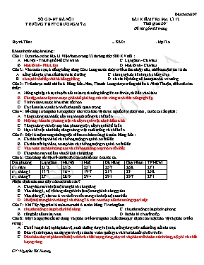 Đề kiểm tra môn Địa lý 12 - Trường THPT Chương Mỹ A